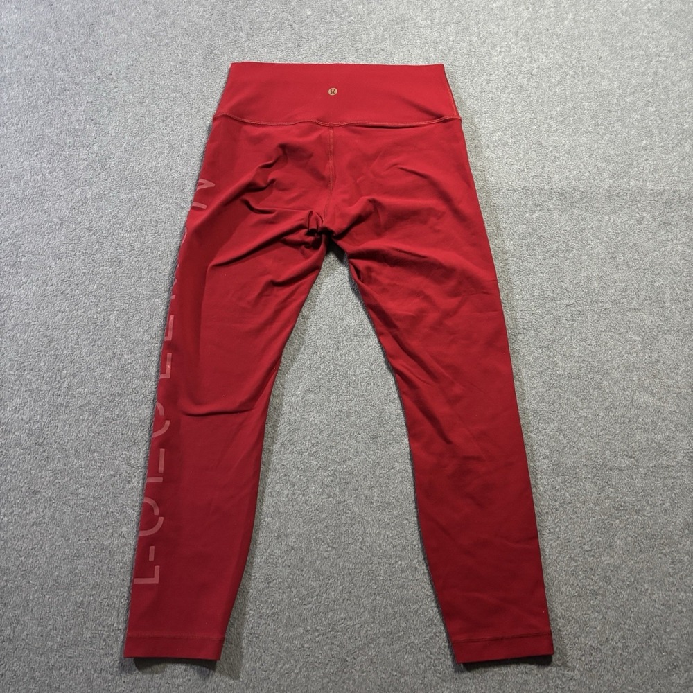 Lululemon Wunder Under High Rise Tight 25" Red Leggings Side Spellout Logo Sz 4